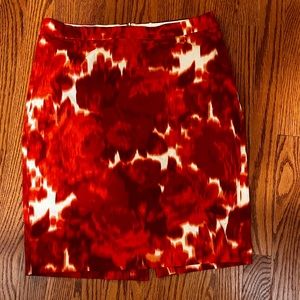 Red and White Size 6 J Crew Pencil Skirt